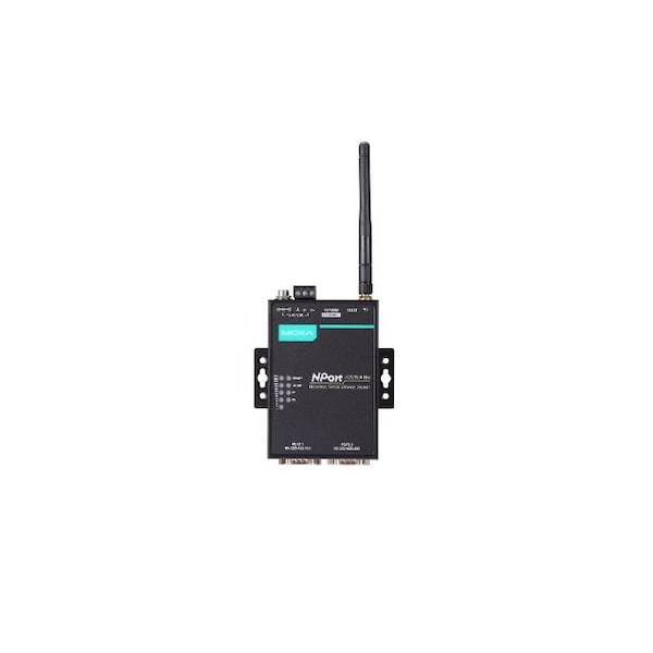 1-port RS-232/422/485 wireless device server with 802.11a/b/g/n WLAN US band, US plug, 12 to 48 VDC,